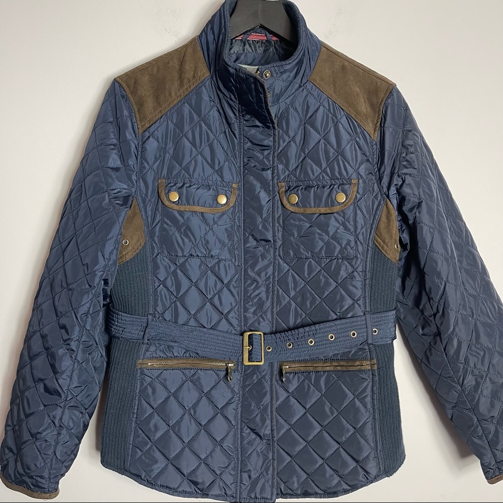 Johnston & Murphy Size L Blue Brown Corduroy Quilted Jacket Coat